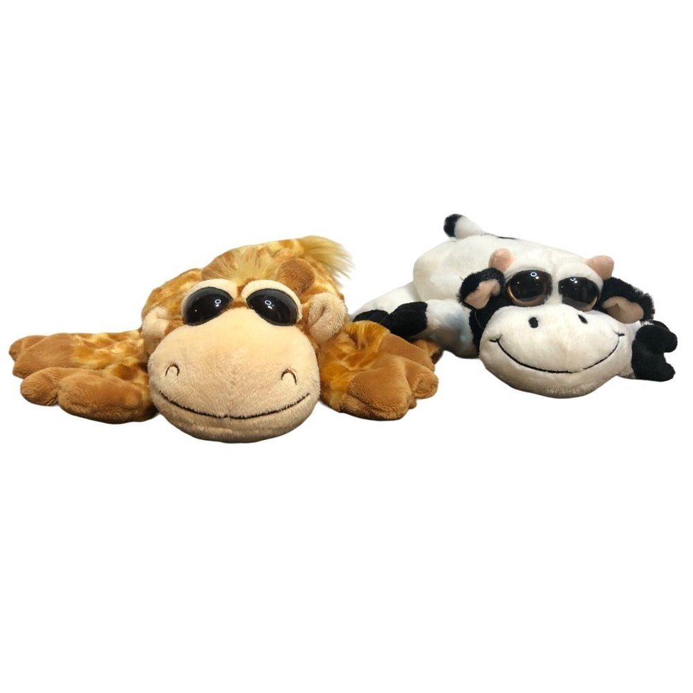 Cow & Giraffe 9" Hand Puppets by Caltoy Set of 2 Fleece Plush